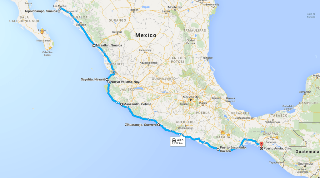 Mexico Pacific Coast Drive Plan