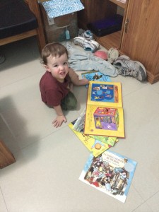 Thank you to our friend who encouraged us to take some books along. Zander is so happy we did.