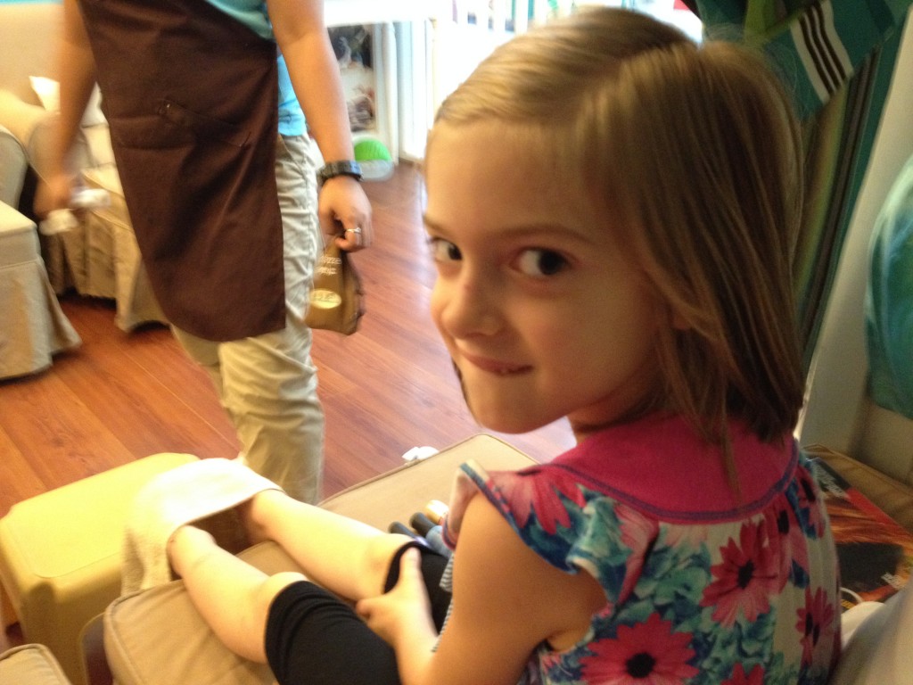 Alia and Mommy got mani/pedi's for her birthday!  It was her first time getting her nails done by someone other than Mom.